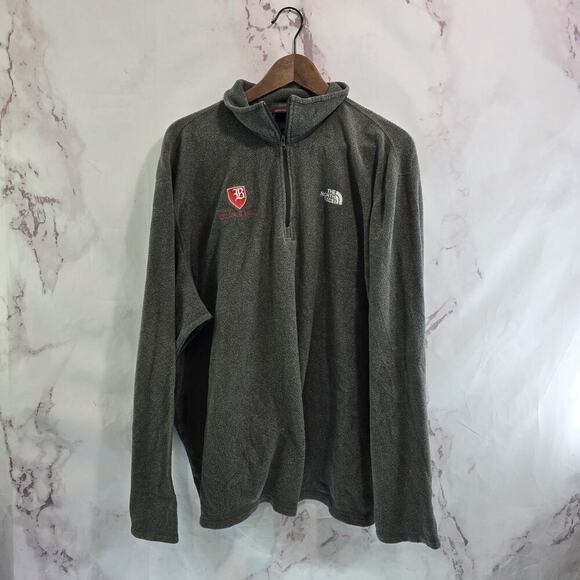 North Face Pullover Mens XXL Gray Quarter Zip Fleece Baylor Prep School - Picture 1 of 11